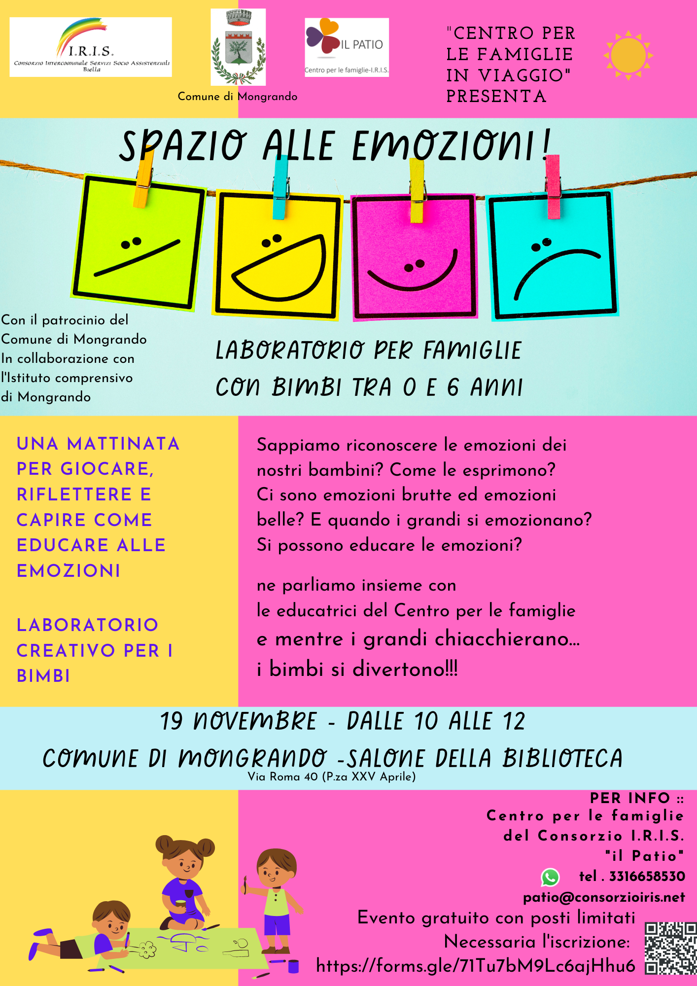 Laboratorio per famiglie con bimbi da 0 a 6 anni a Mongrando