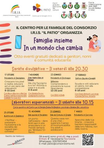 Immagine notizia Nuove iniziative GRATUITE del Centro per le Famiglie I.R.I.S. - il Patio  e rivolte alle famiglie e a tutta la comunità educante del Territorio
